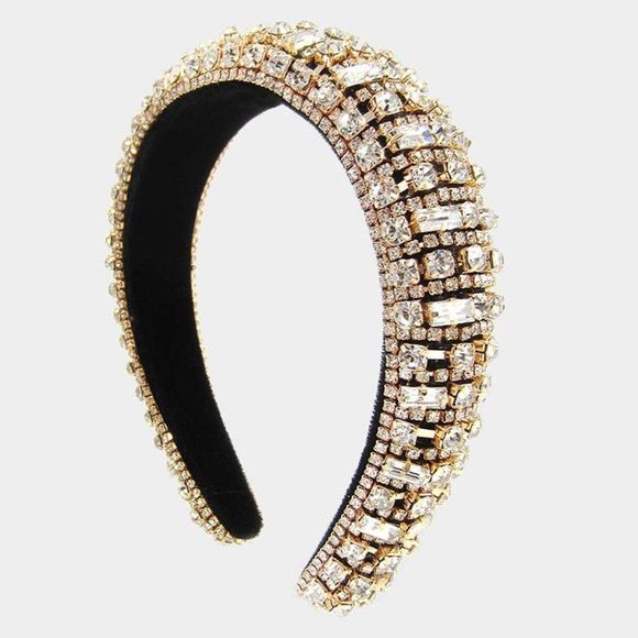 Crystal Rhinestone Embellished Gold Headband main image 4
